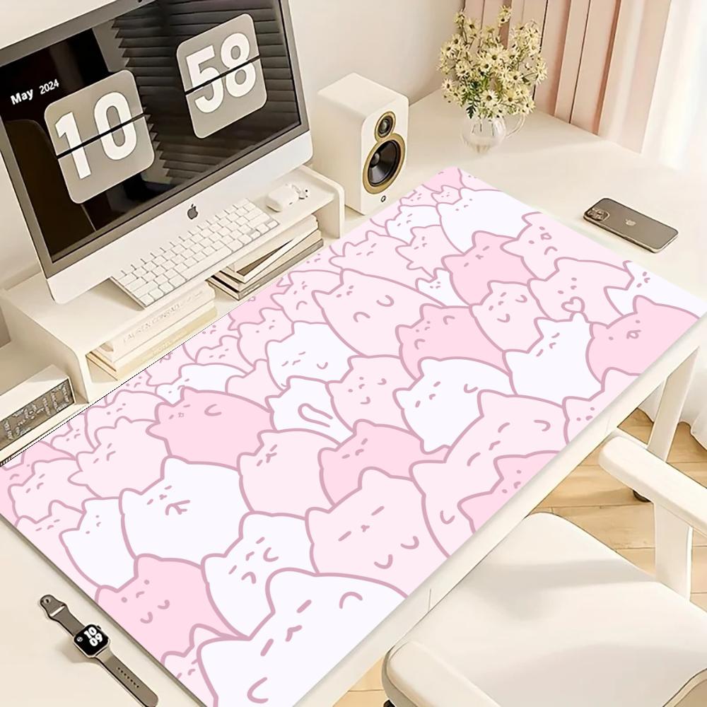 Desk Setup Pink - لوحة ماوس للألعاب، بساط مكتب كبير،