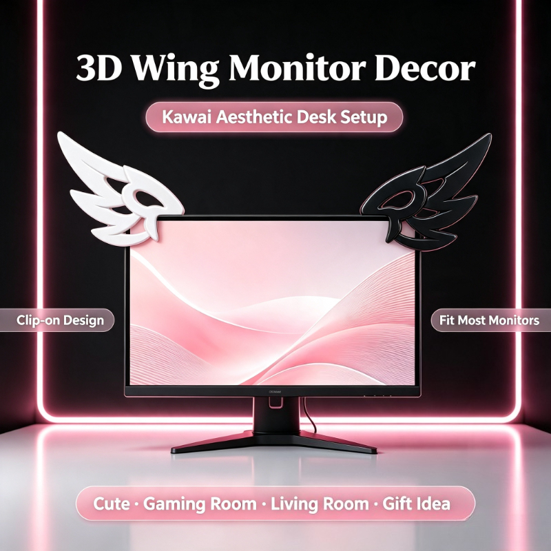 Desk Setup Tech - زينة ثلاثية الأبعاد على شكل أجنحة