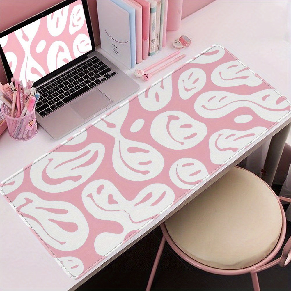 Desk Setup Pink - سجادة مكتب وردية جمالية كبيرة مع