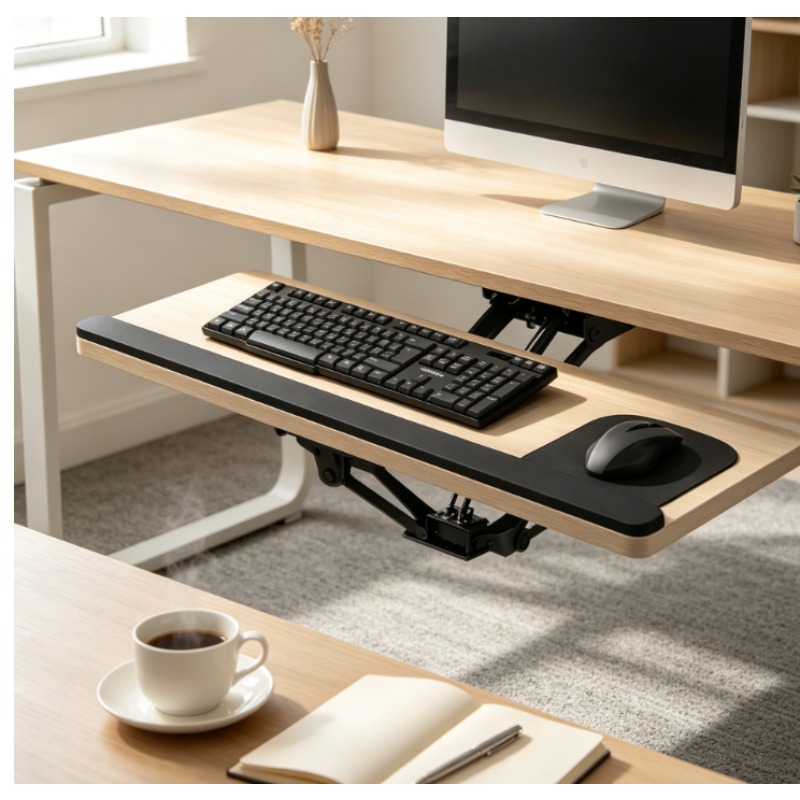 Desk Setup Ergonomic - درج لوحة مفاتيح منزلق تحت المكتب