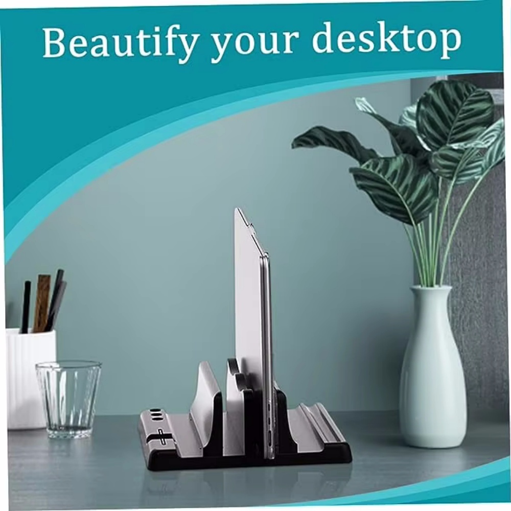 Desk Setup Pink - حامل كمبيوتر محمول عمودي قابل للتعديل،