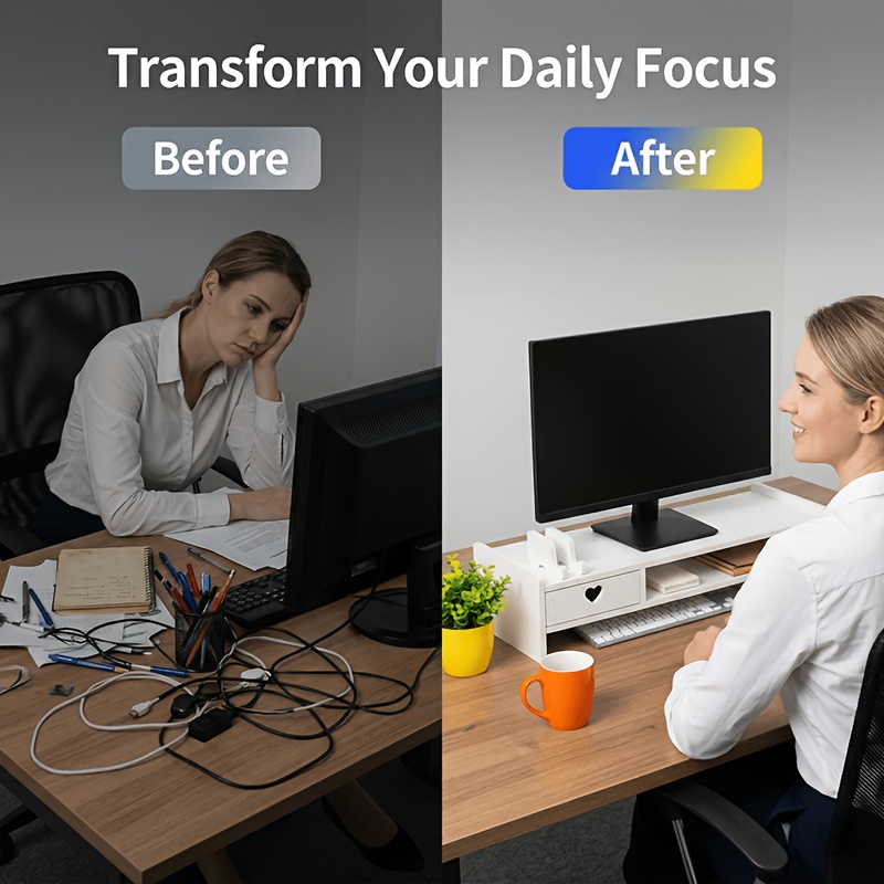 حامل شاشة أبيض بسيط من البولي  - مراجعة Desk Setup Ergonomic وسعره