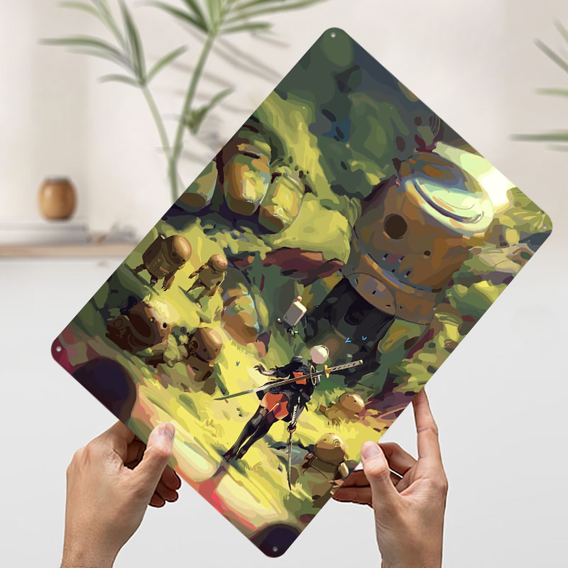 نيير أوتوماتا: ملصق معدني 2B ب - مراجعة Desk Setup Poster وسعره