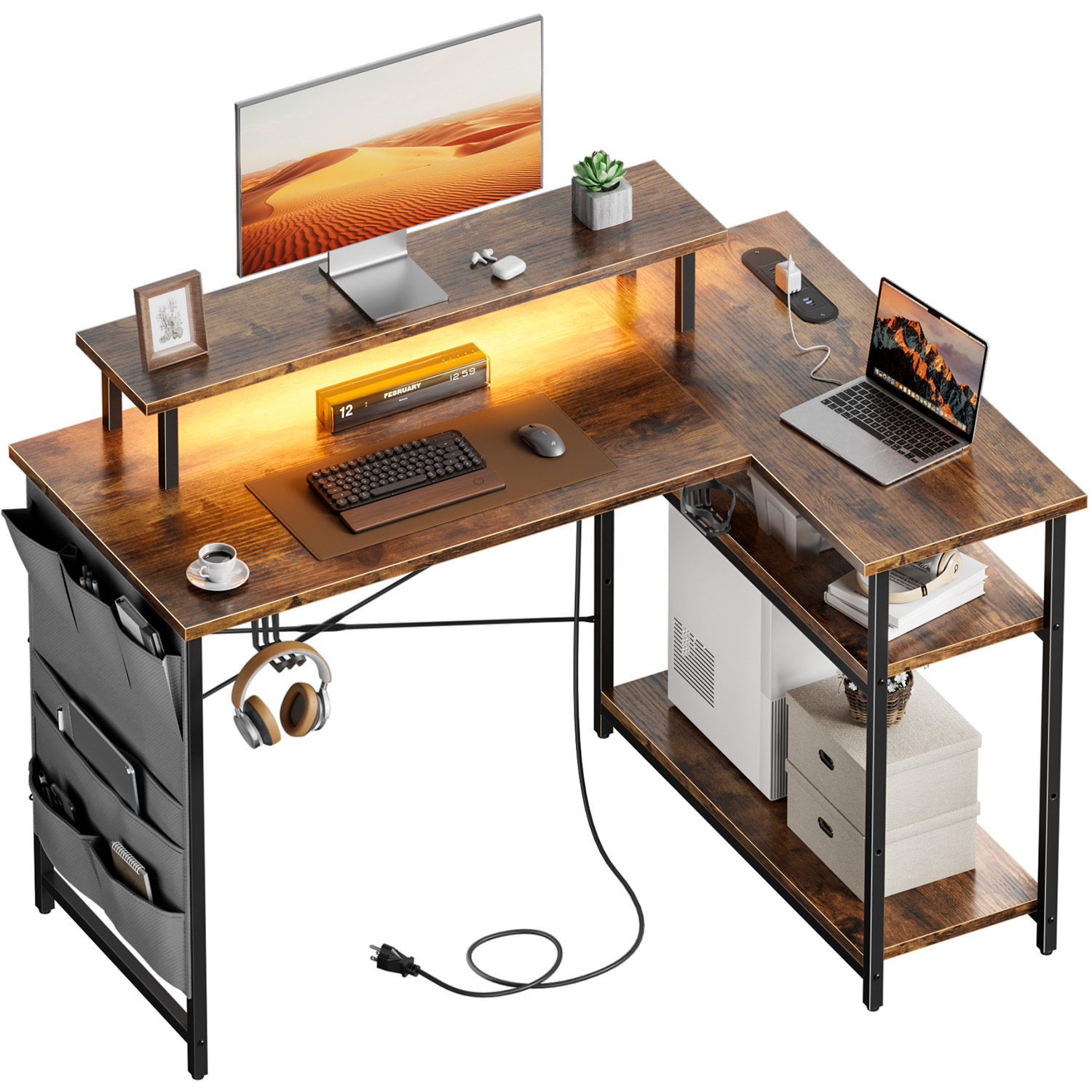 مكتب كمبيوتر على شكل حرف L، مز - مراجعة Desk Setup Ergonomic وسعره