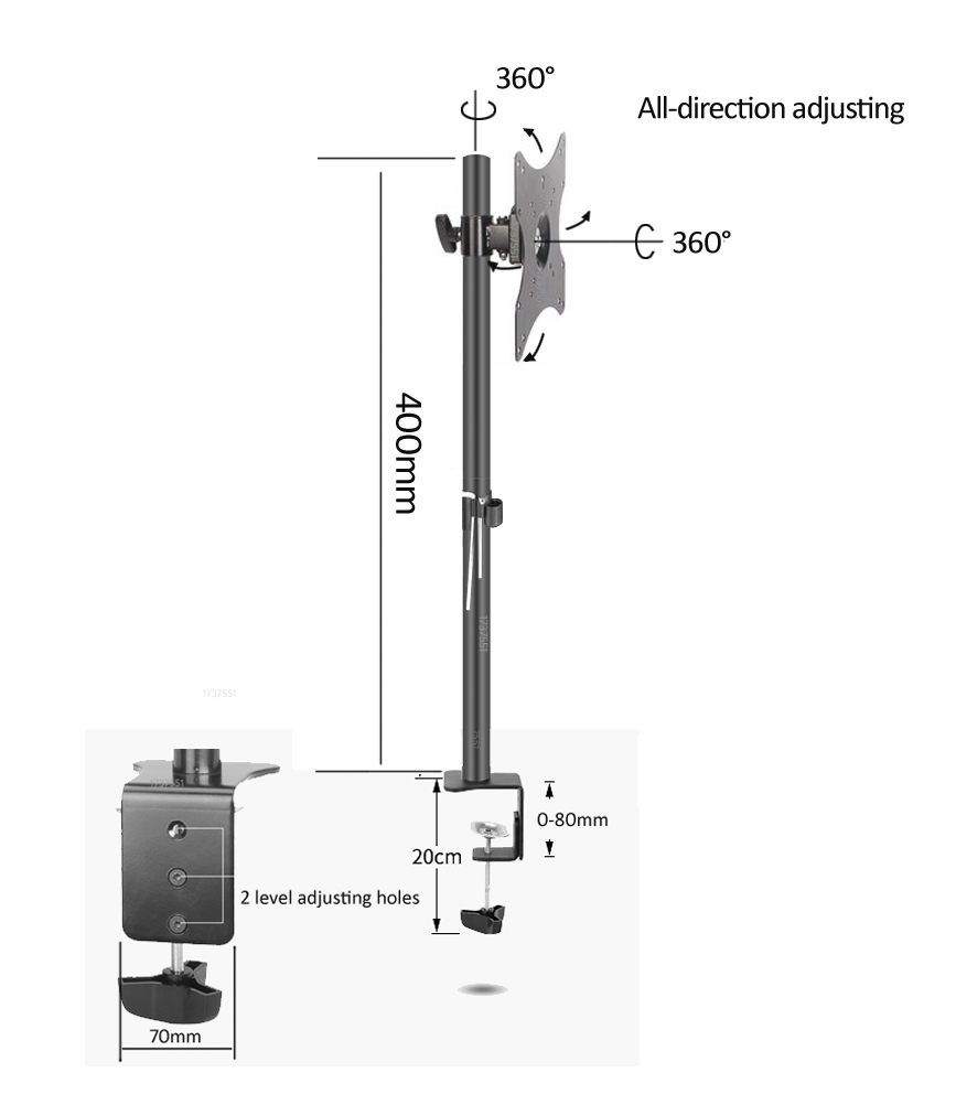 400 مللي متر DL-T600-140 حامل  - مراجعة Monitor Arm Clamp وسعره
