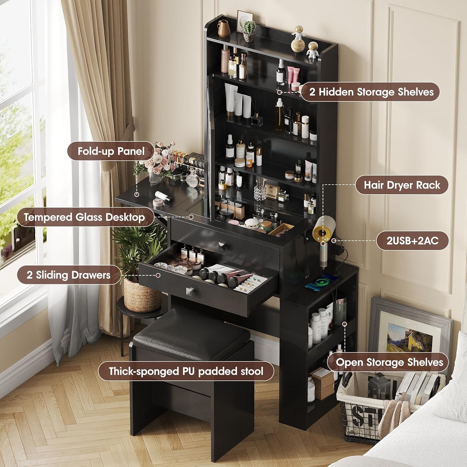 طاولة مكياج صغيرة مع لوحة قابل - مراجعة Desk Setup Small وسعره