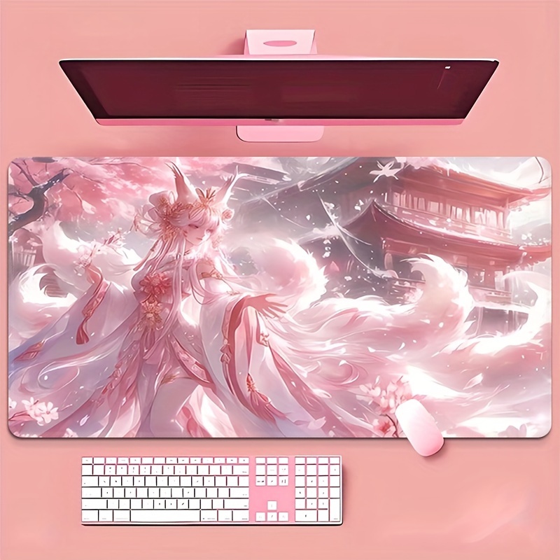 سجادة مكتب بتصميم فتاة الثعلب  - مراجعة Desk Setup Pink وسعره