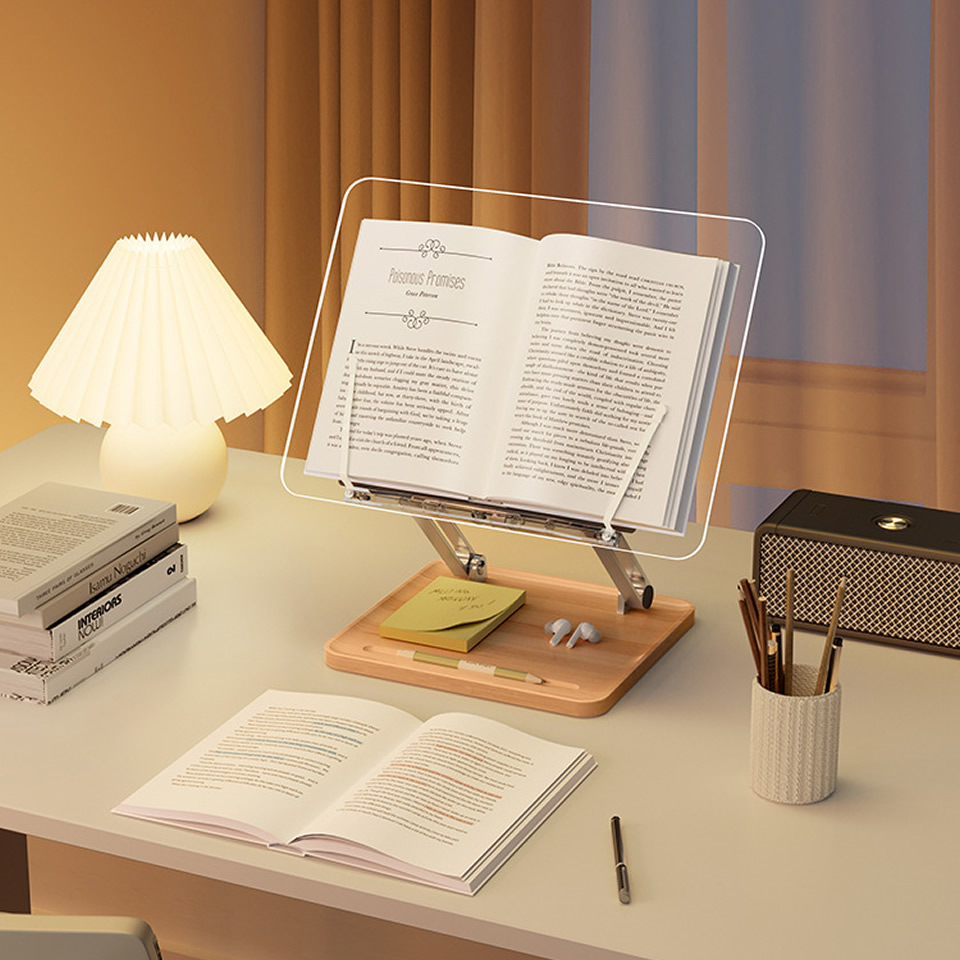 حامل قراءة خشبي مع إضاءة، حامل - مراجعة Desk Setup Pink وسعره