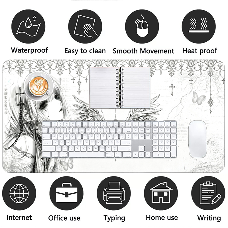 لوحة ماوس جلدية سوداء وبيضاء ب - مراجعة Desk Setup Ergonomic وسعره